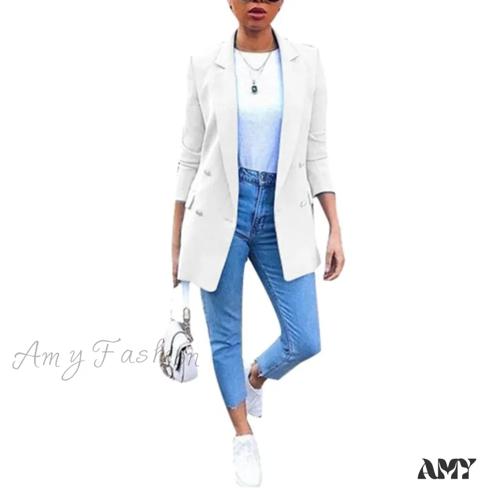 Amy Fashion - Chic Office Lady Breasted Blazer