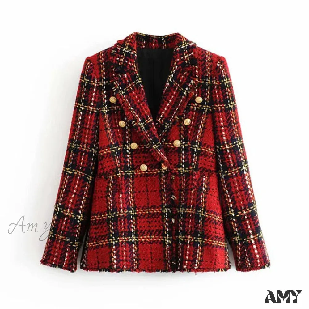 Amy Fashion - Vintage Tweed Office Ladies Chic Slim Blazers