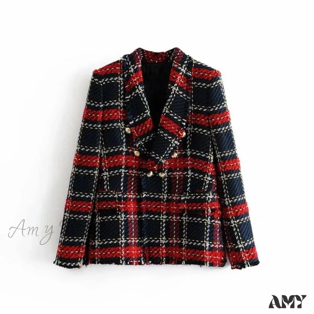 Amy Fashion - Vintage Tweed Office Ladies Chic Slim Blazers