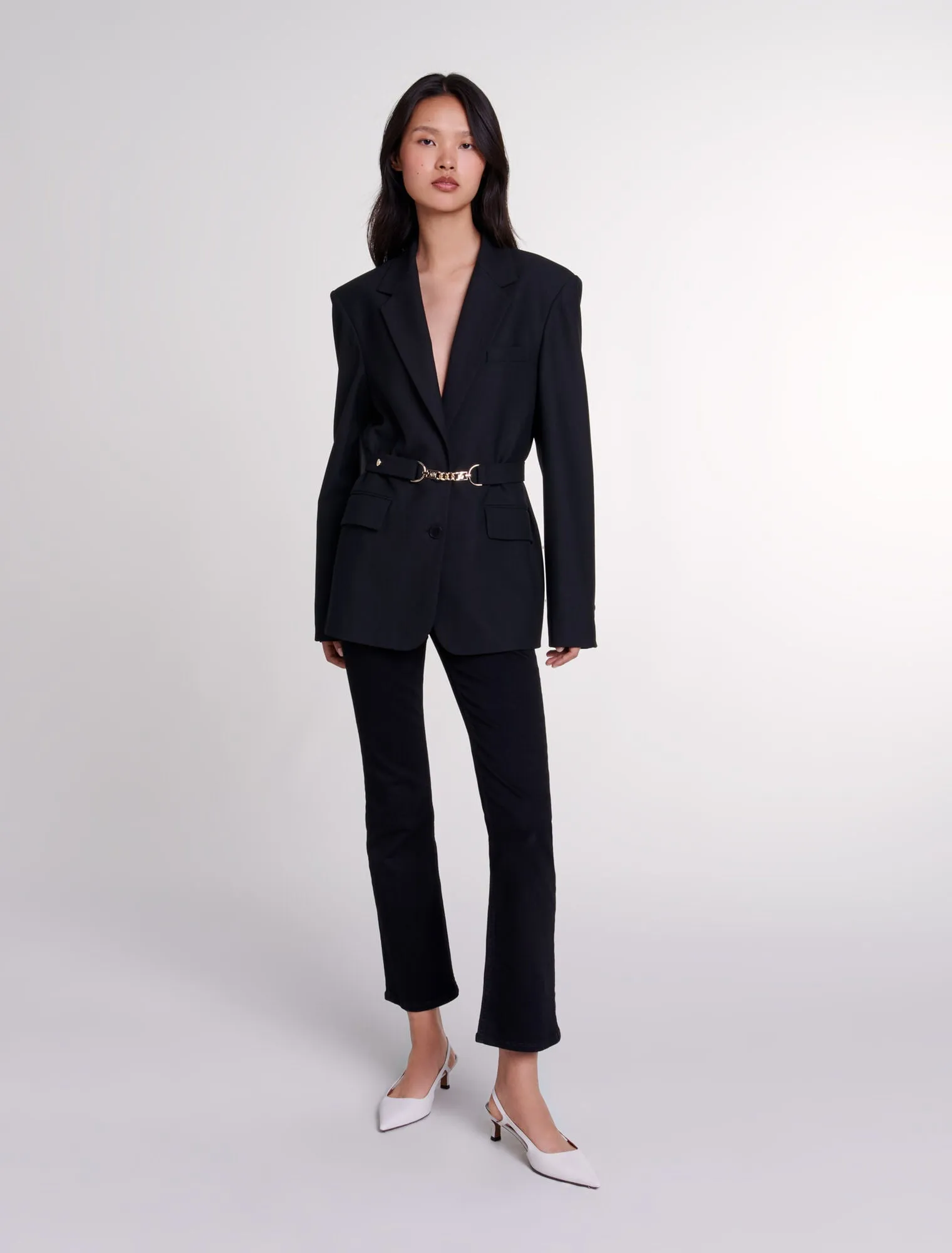 Belted suit jacket