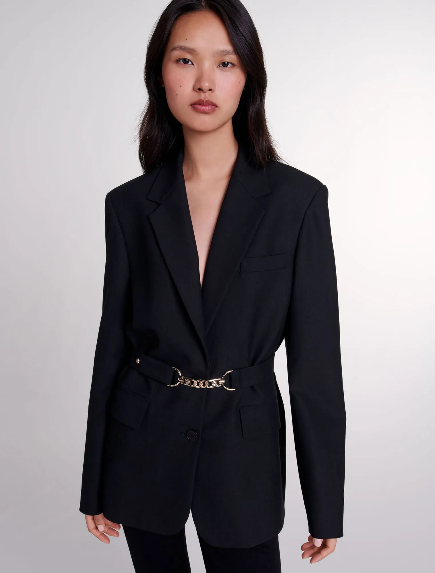 Belted suit jacket