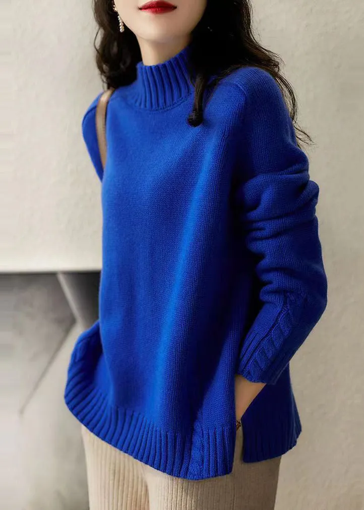 Boutique Blue Hign Neck Thick Sweaters