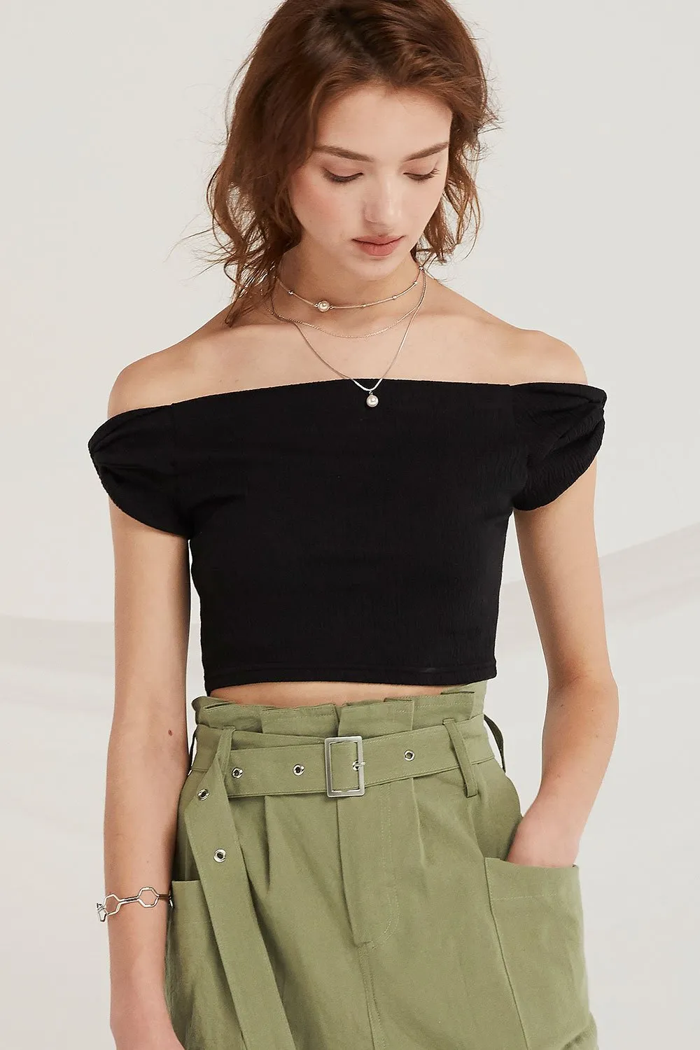 Briana Twist-Knot Sleeve Crop Top