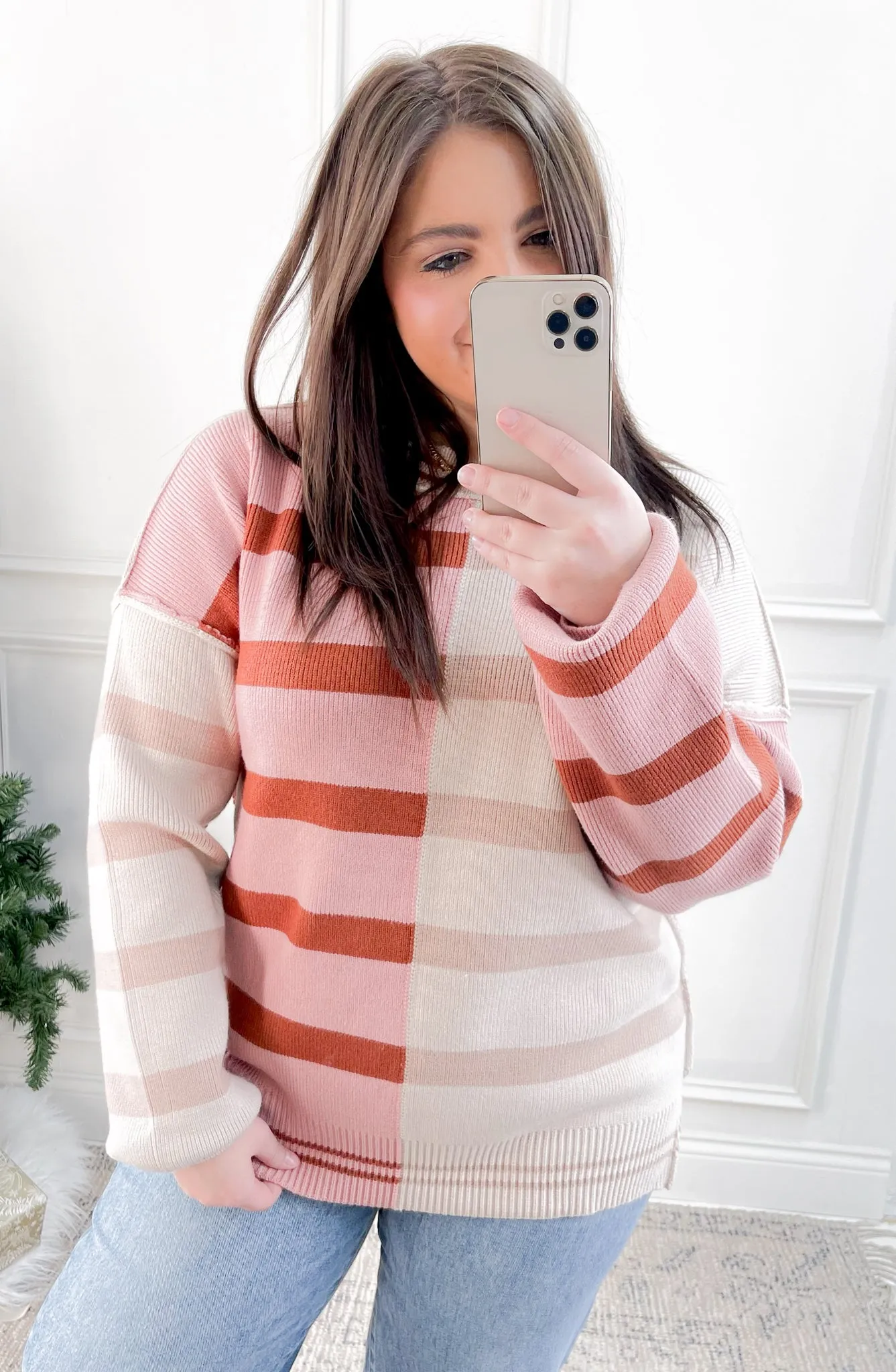 Colorblock Stripe Contrast Sweater