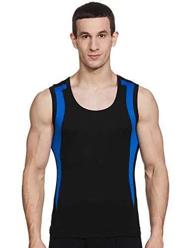 Dixcy Scott Men's Innerwear Regulart Fit Solid Vest (Pack of 2) (K1-PR47697_Black & Red_L)