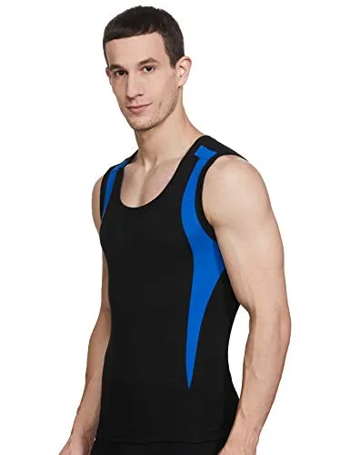 Dixcy Scott Men's Innerwear Regulart Fit Solid Vest (Pack of 2) (K1-PR47697_Black & Red_L)