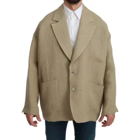 Dolce & Gabbana Chic Beige Jute Single-Breasted Blazer