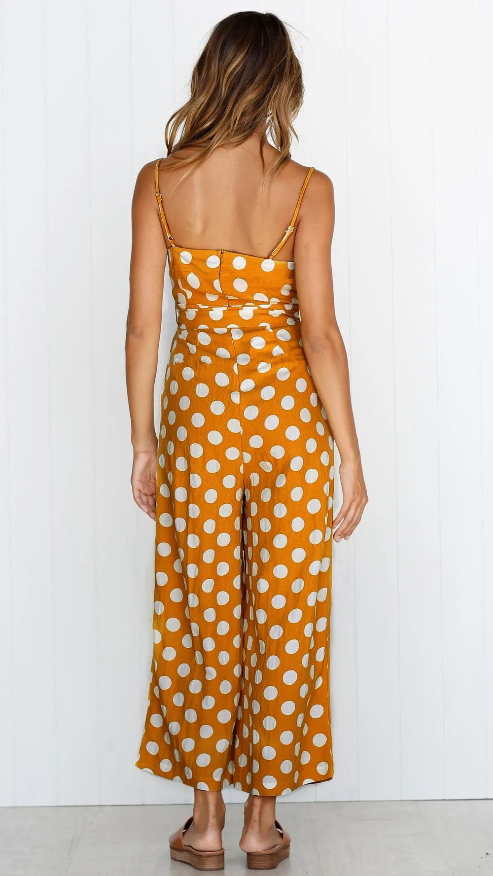 Elegant Stylish Ladies' Polka Dot Print Lace-up Jumpsuits