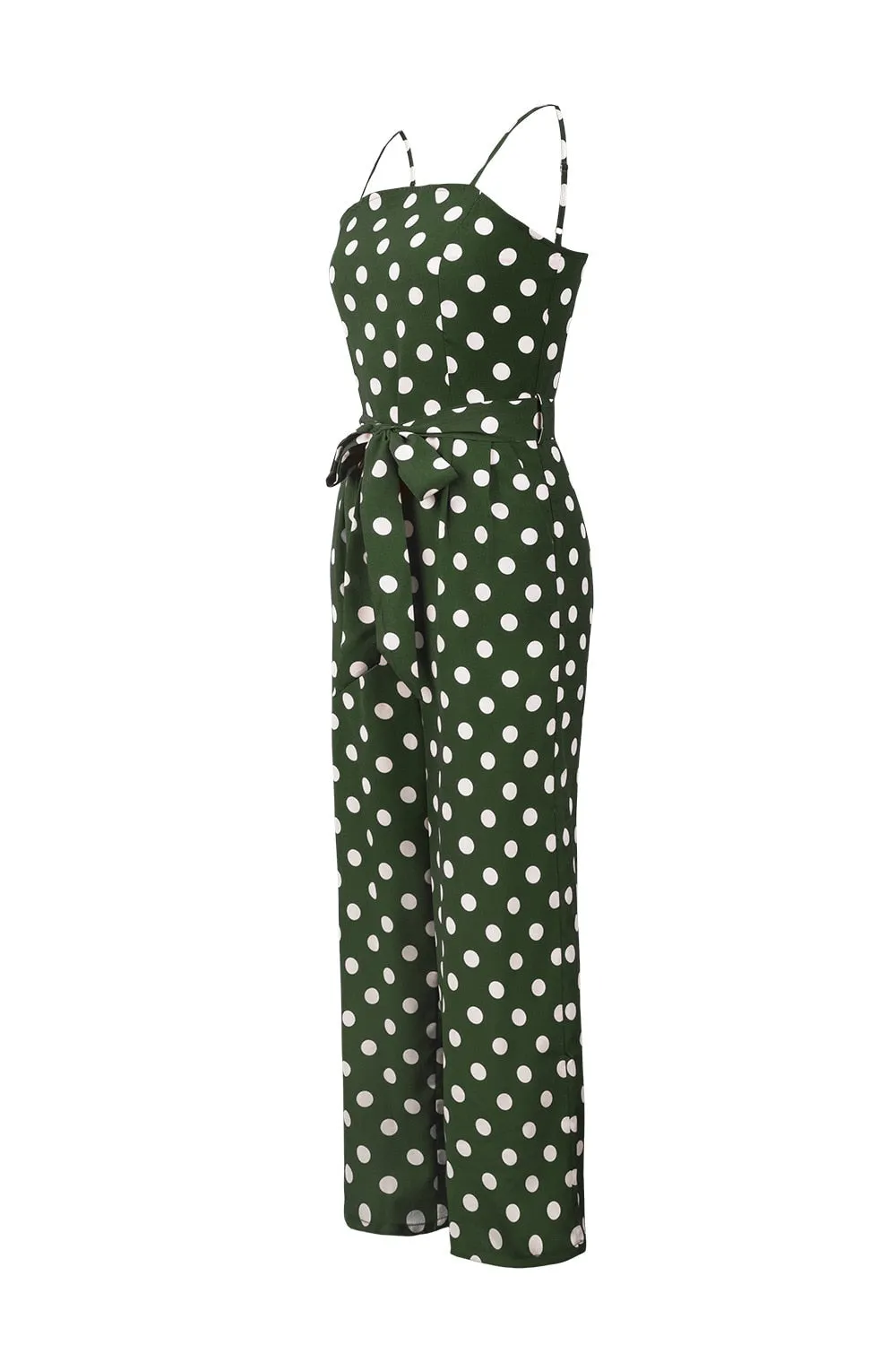 Elegant Stylish Ladies' Polka Dot Print Lace-up Jumpsuits