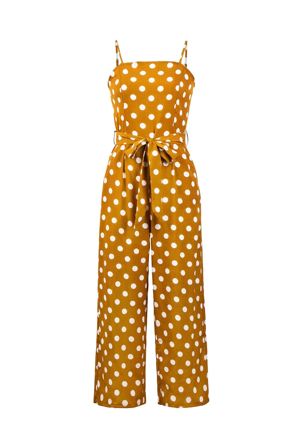 Elegant Stylish Ladies' Polka Dot Print Lace-up Jumpsuits