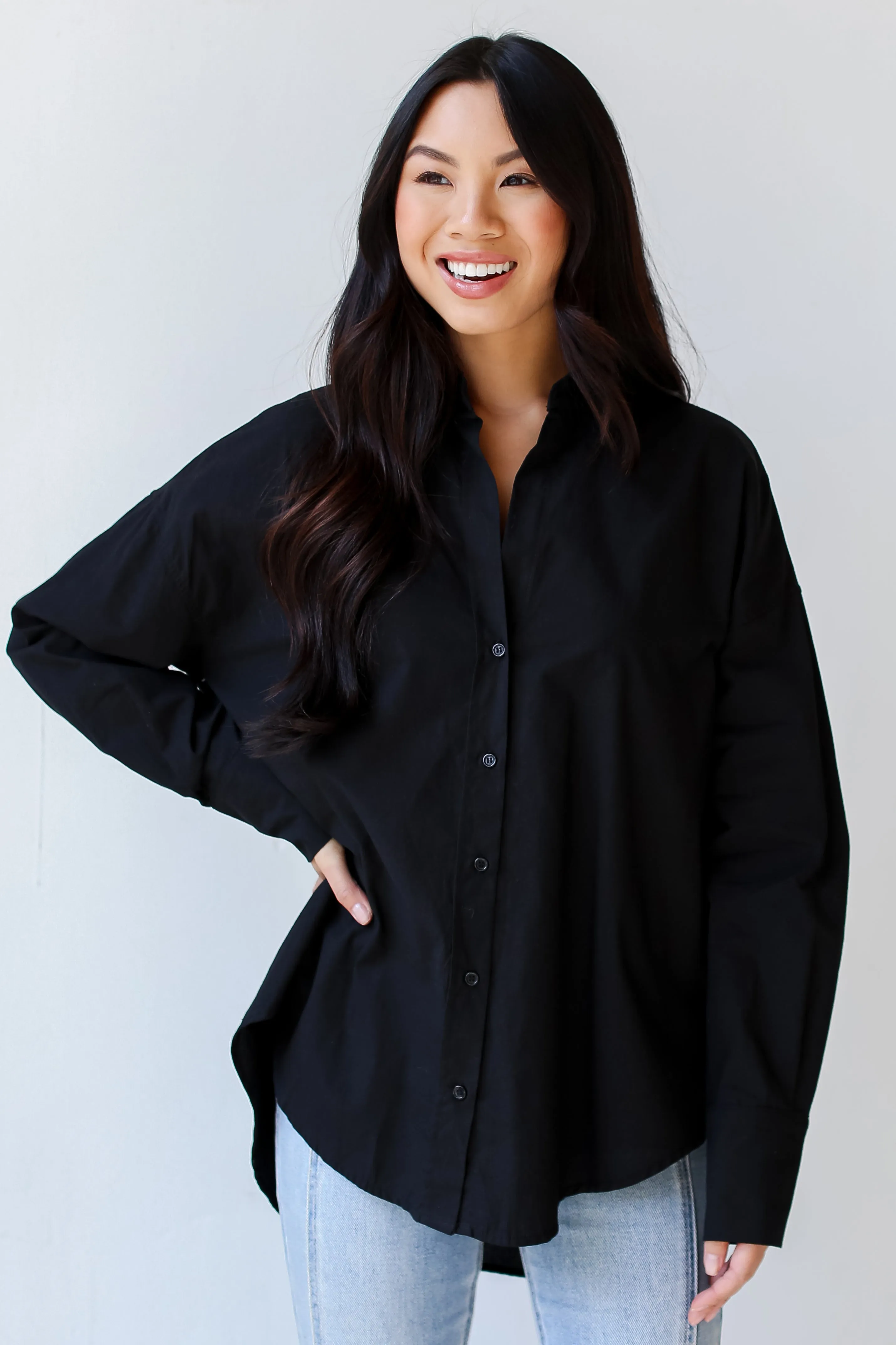 FINAL SALE - Sophisticated Instinct Oversized Button-Up Blouse