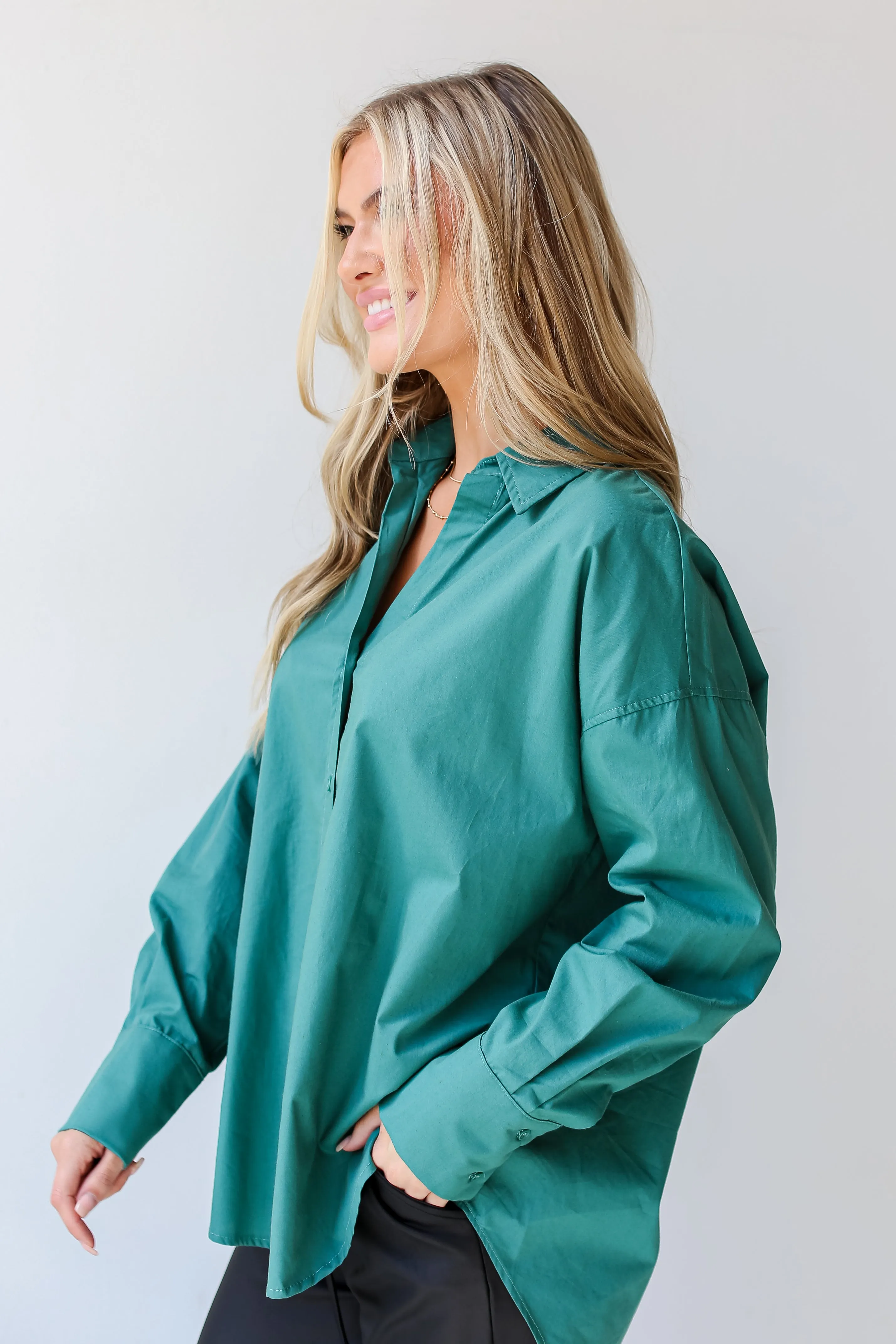 FINAL SALE - Sophisticated Instinct Oversized Button-Up Blouse