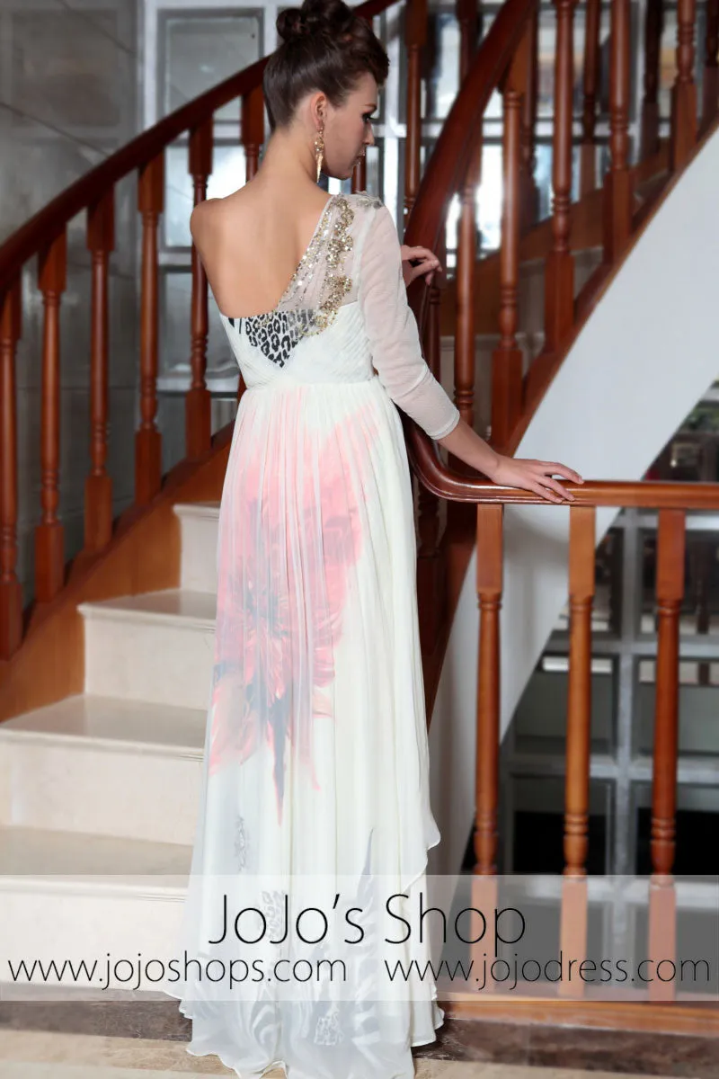 Fivory One Shoulder Grecian Long Sleeve Formal Evening Formal Dress DQ830815