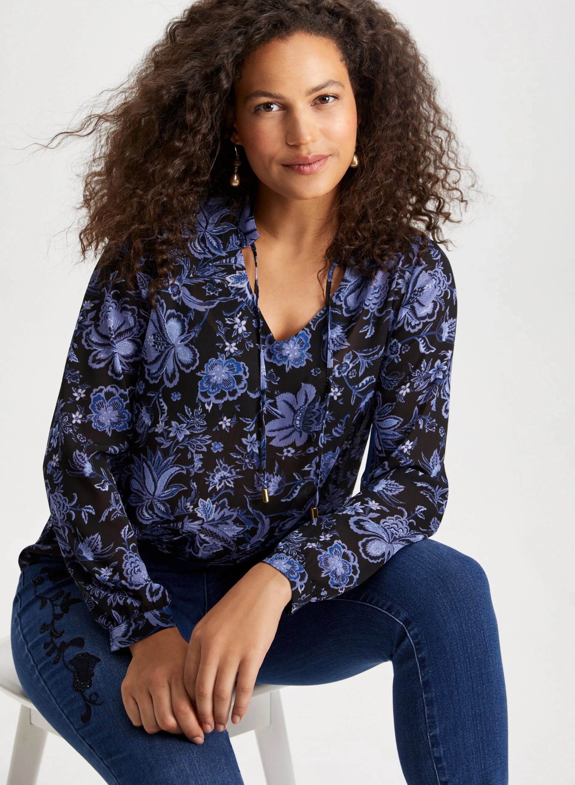 Floral Print Long Sleeve Blouse