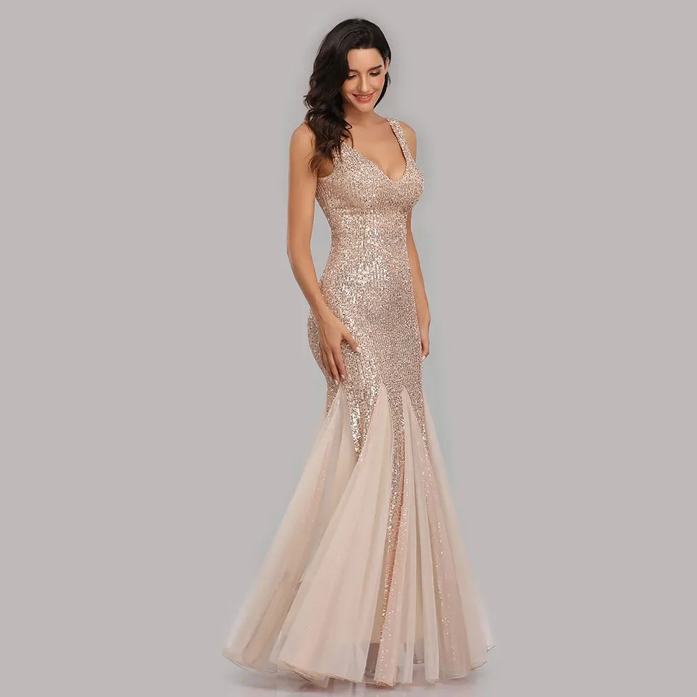 Formal Sleeveless Mermaid Dress With Long Shawl Evening Party Gowns