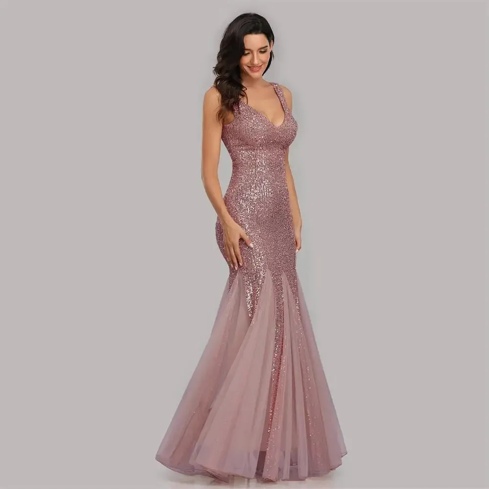 Formal Sleeveless Mermaid Dress With Long Shawl Evening Party Gowns