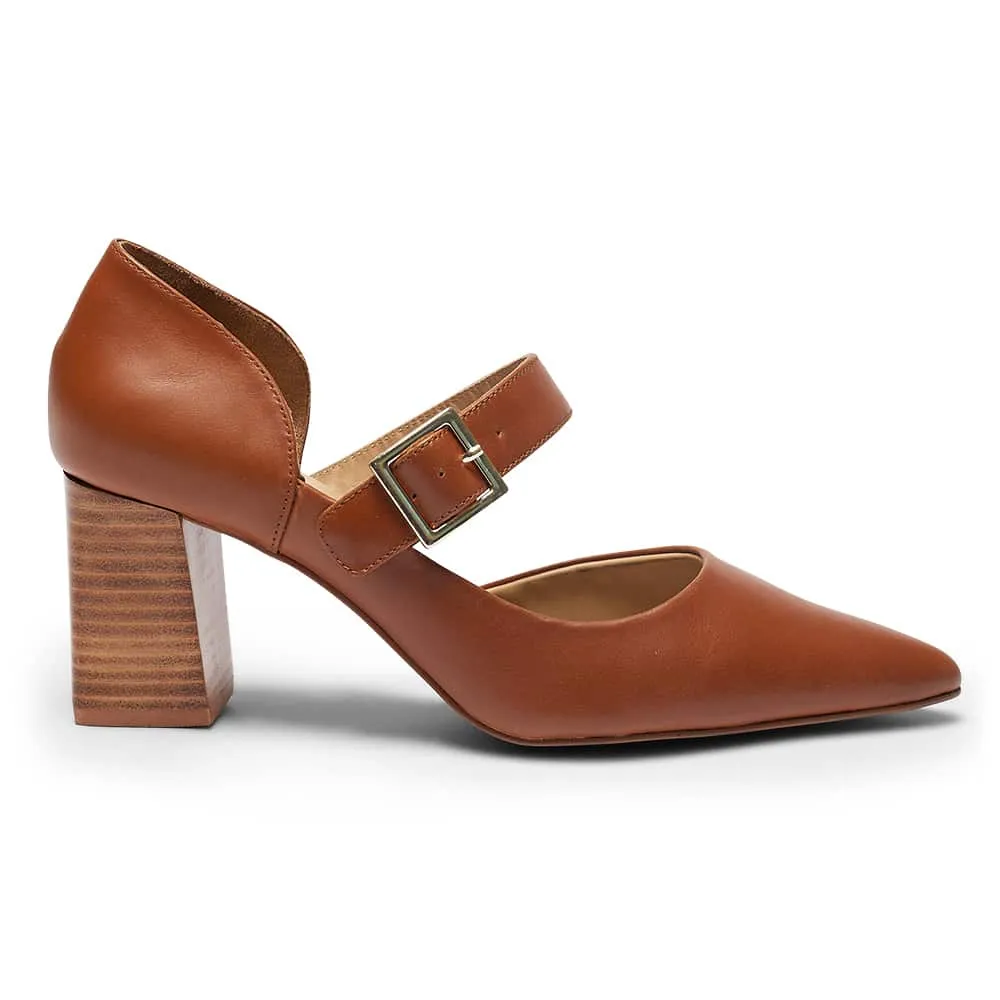 Giselle Heel in Cognac Leather