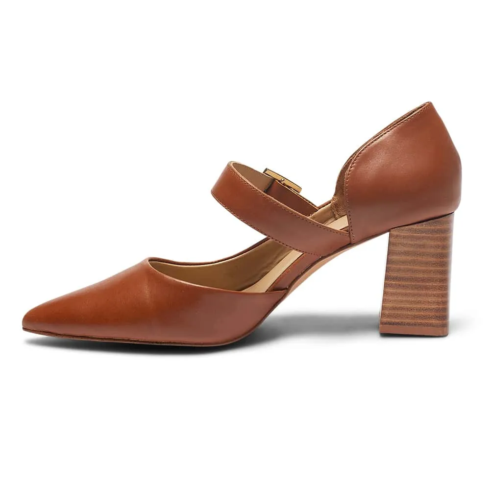 Giselle Heel in Cognac Leather