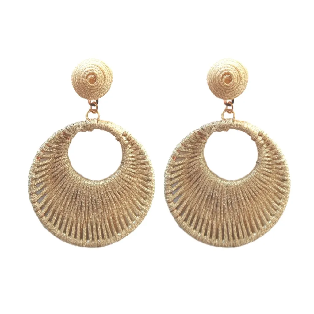 Gold Metallic Wrapped Bali Drop Earrings