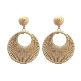 Gold Metallic Wrapped Bali Drop Earrings