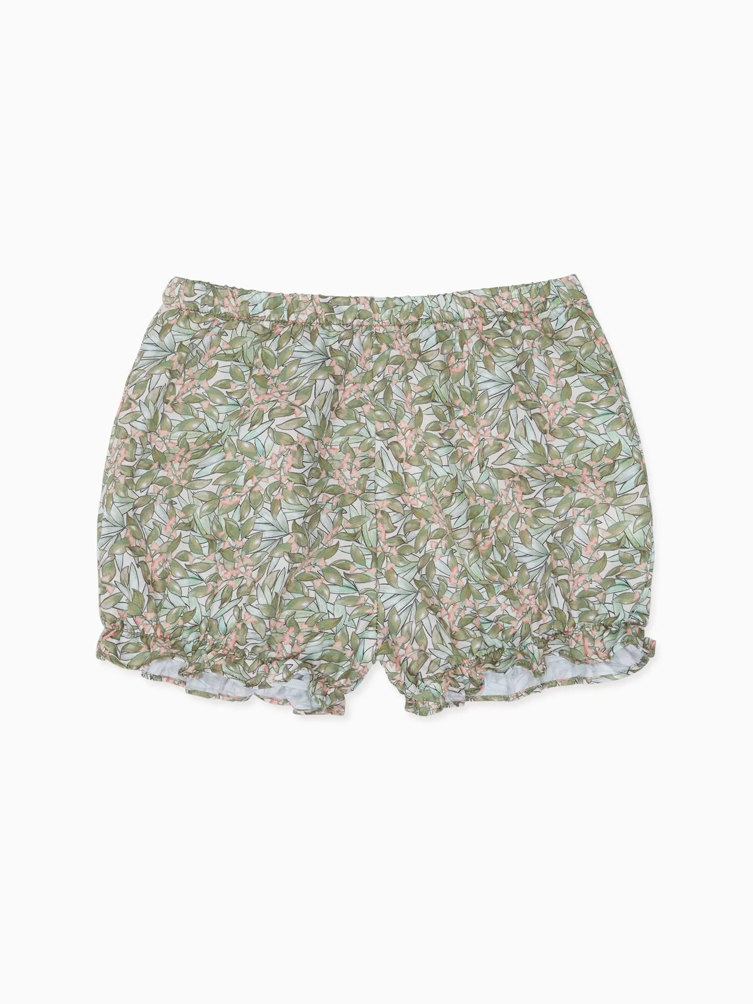 Green Floral Cala Cotton Baby Girl Bloomers