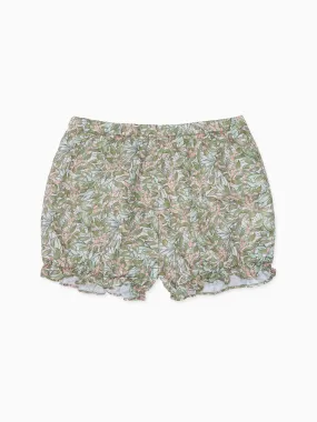 Green Floral Cala Cotton Baby Girl Bloomers