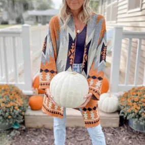 Halloween Multi-color Patterned Knit Cardigan