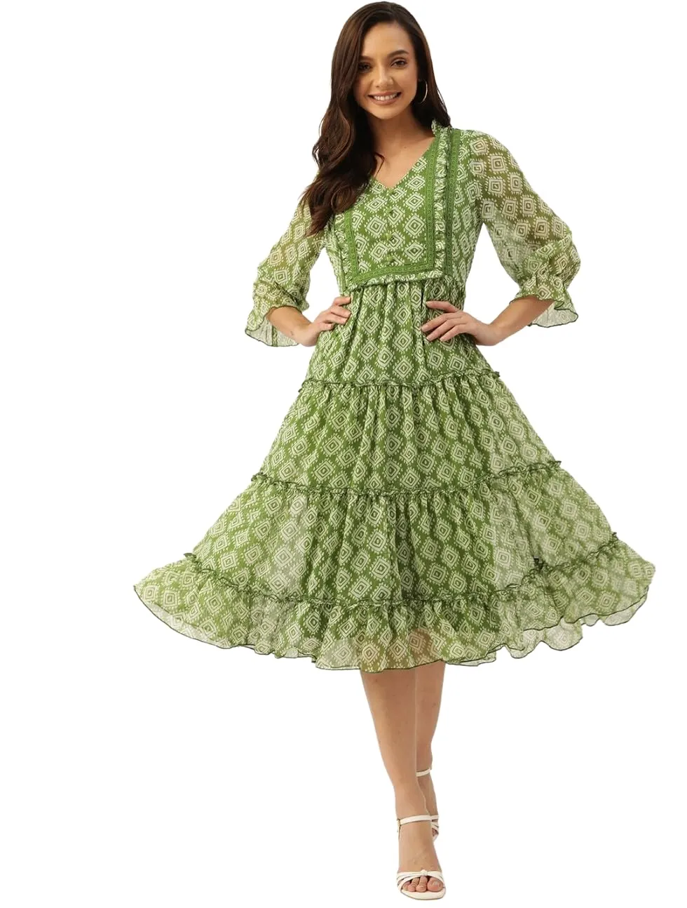 J B Fashion Dresses for Women || Western Dresses for Women || Dress for Women || Dresses (689-690) (M, Green)