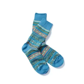 Jacquard Crew Socks Fairisle - Blue