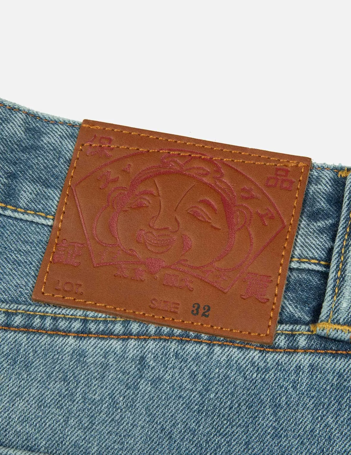 Leather Inlay and Seagull Pockets Baggy Fit Jeans