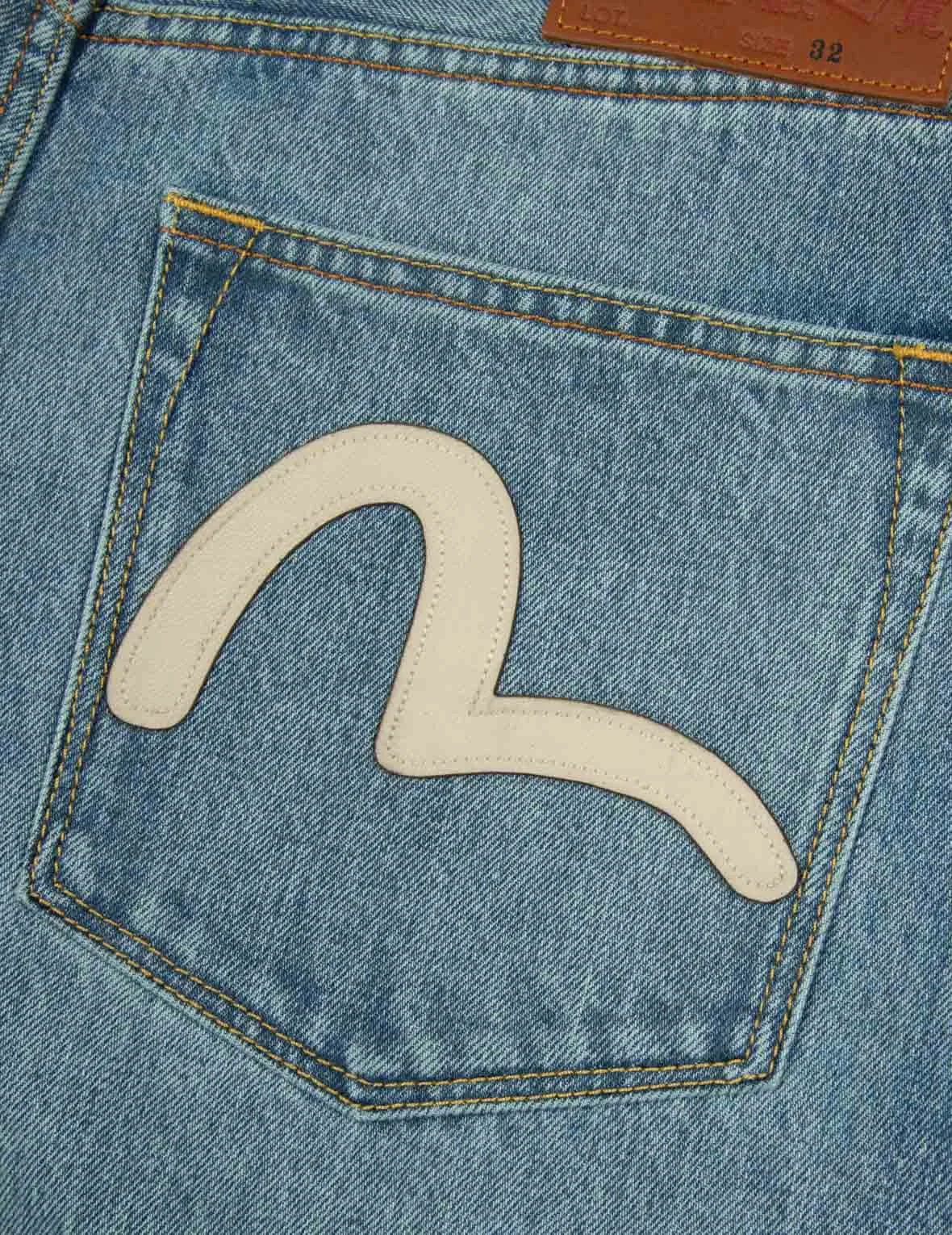 Leather Inlay and Seagull Pockets Baggy Fit Jeans