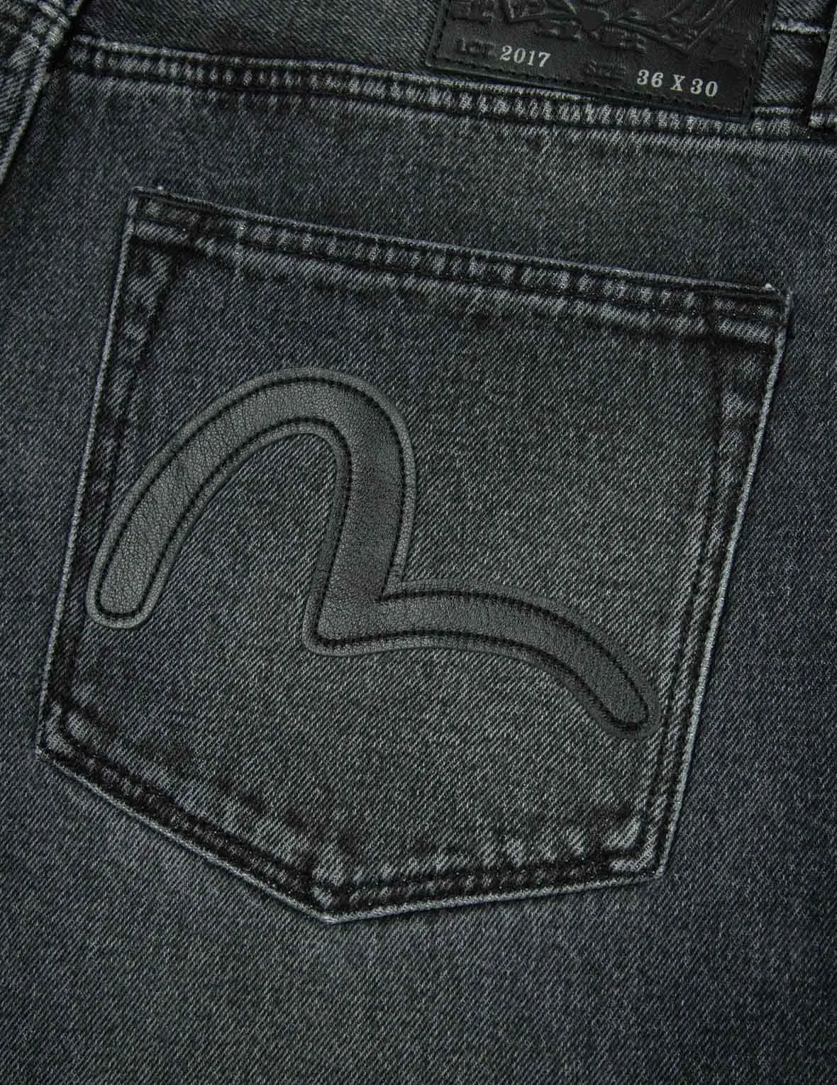 Leather Inlay and Seagull Pockets Baggy Fit Jeans