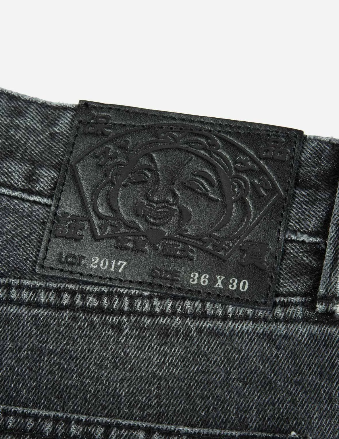 Leather Inlay and Seagull Pockets Baggy Fit Jeans