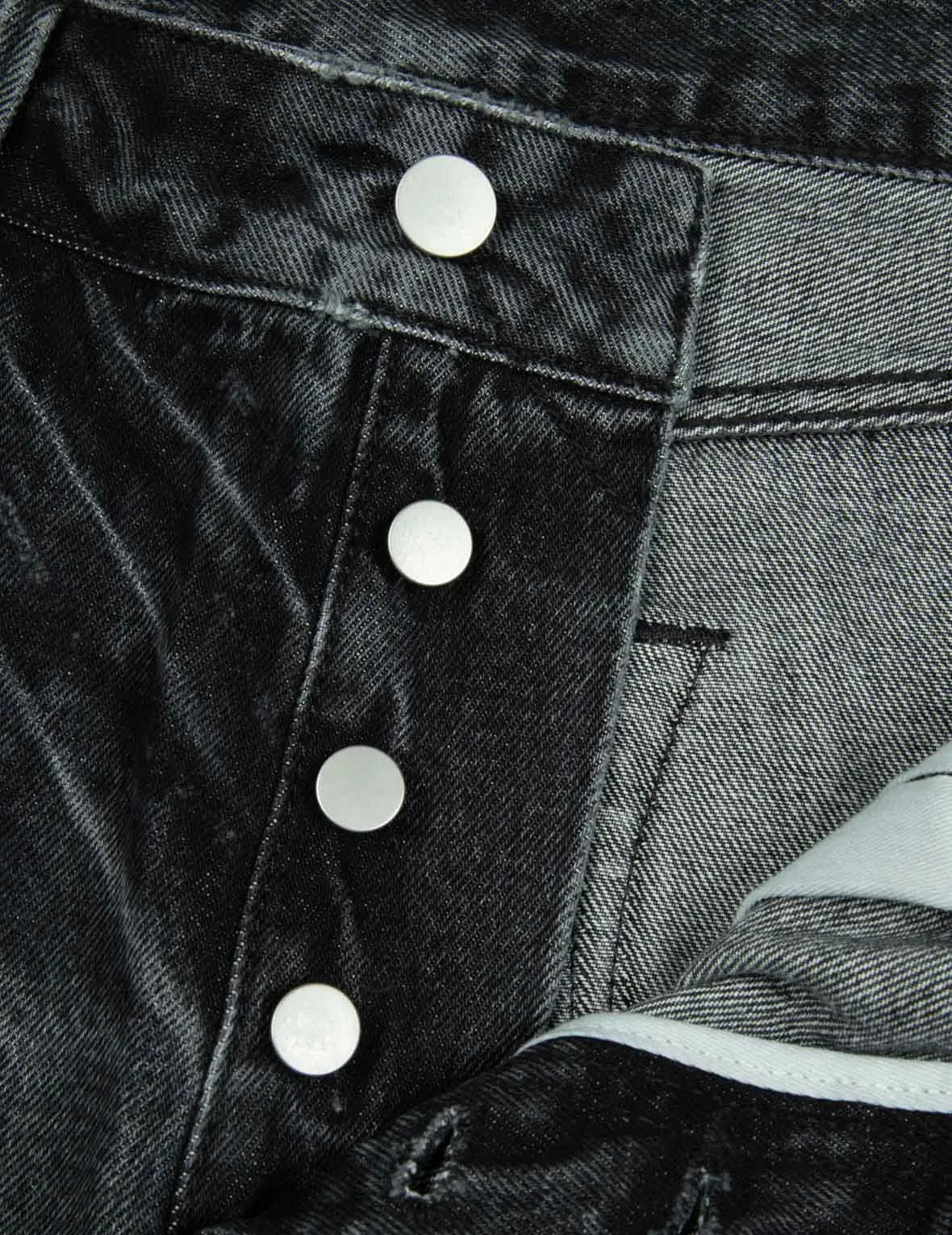 Leather Inlay and Seagull Pockets Baggy Fit Jeans