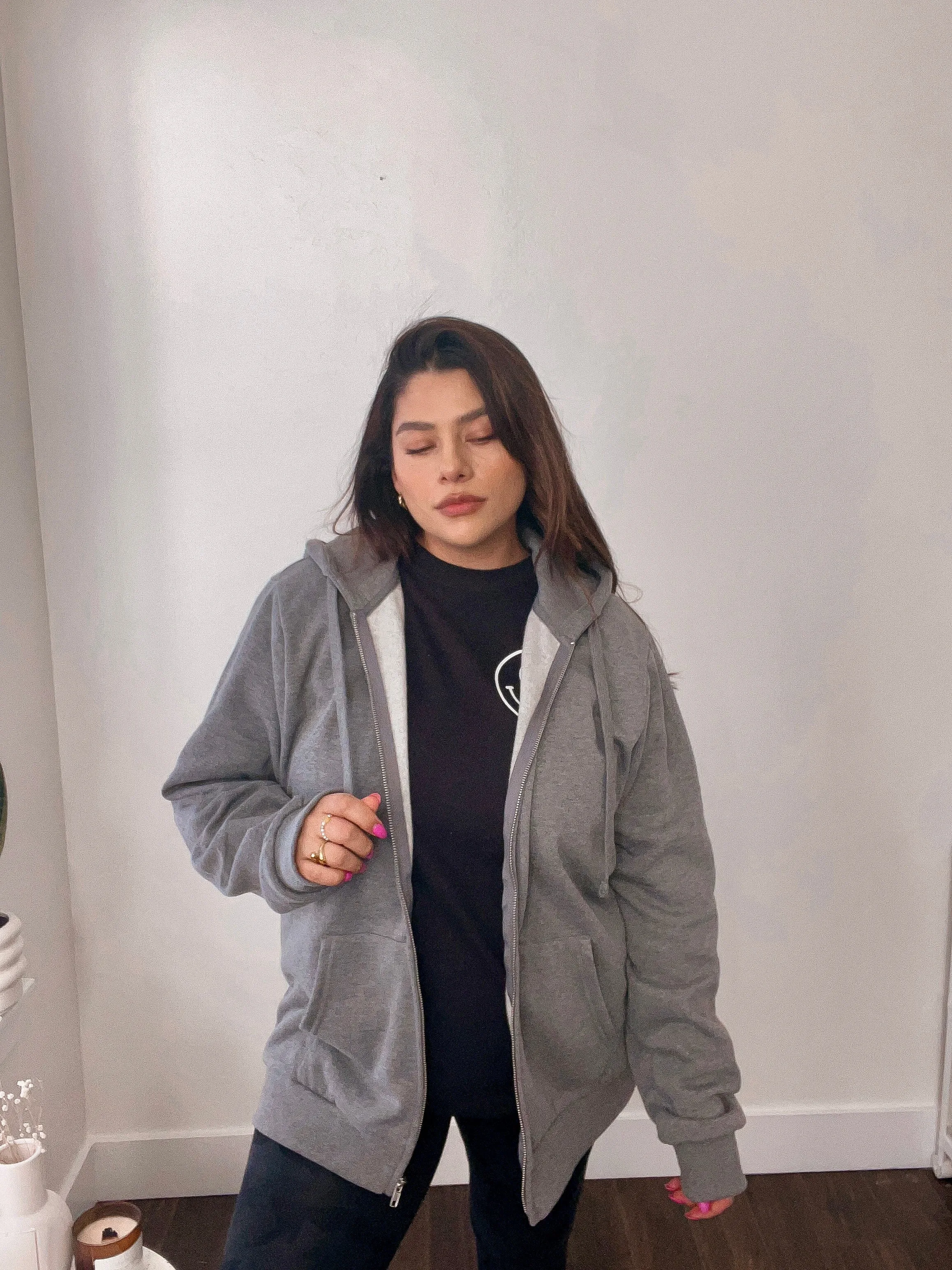 Liz grey zip up hoodie