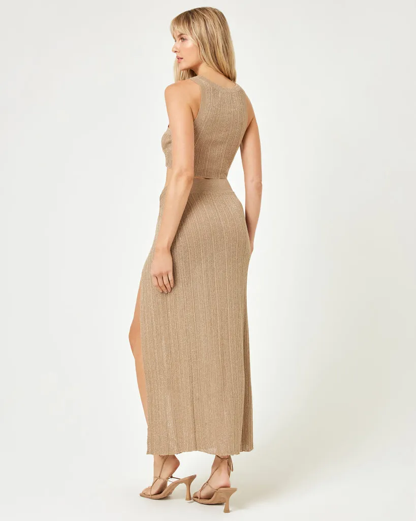 LSPACE Heart of Gold Metallic Knit Maxi Skirt