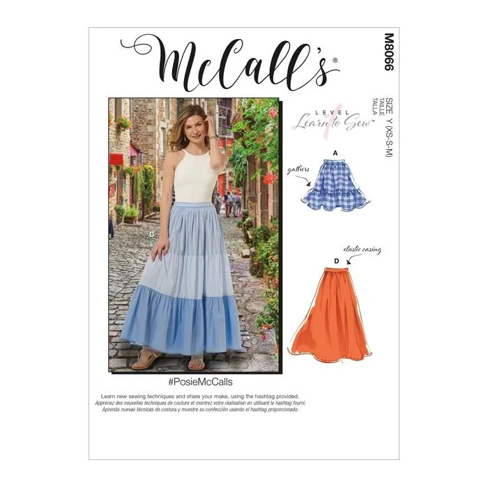 McCall's Pattern M8066 Misses' Pull-On Gathered Skirts with Tier and Length Variations