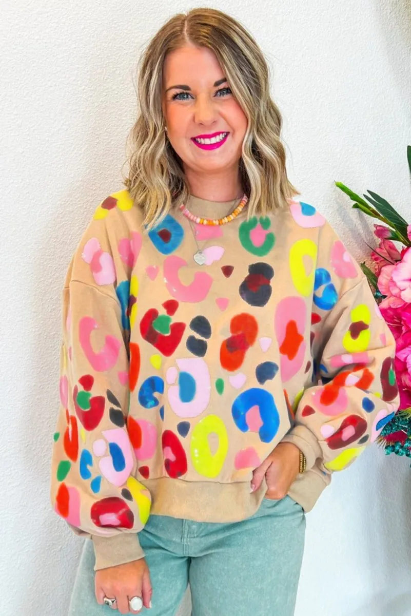 Multicolor Leopard Prints Sweatshirt