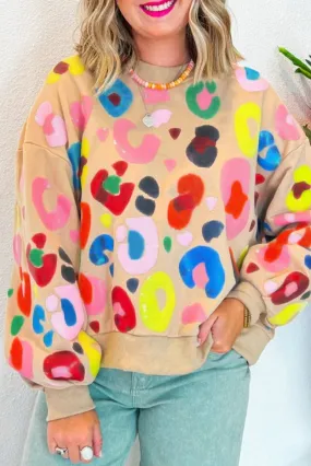 Multicolor Leopard Prints Sweatshirt