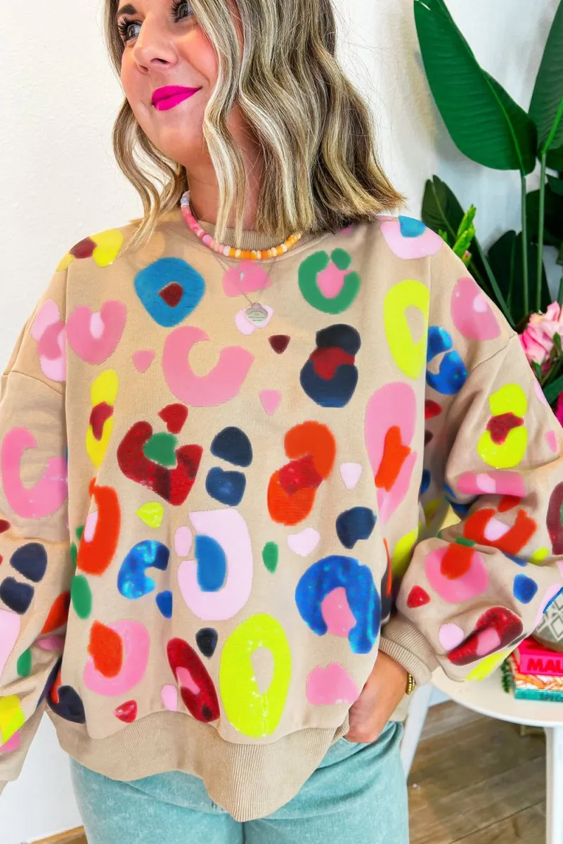 Multicolor Leopard Prints Sweatshirt