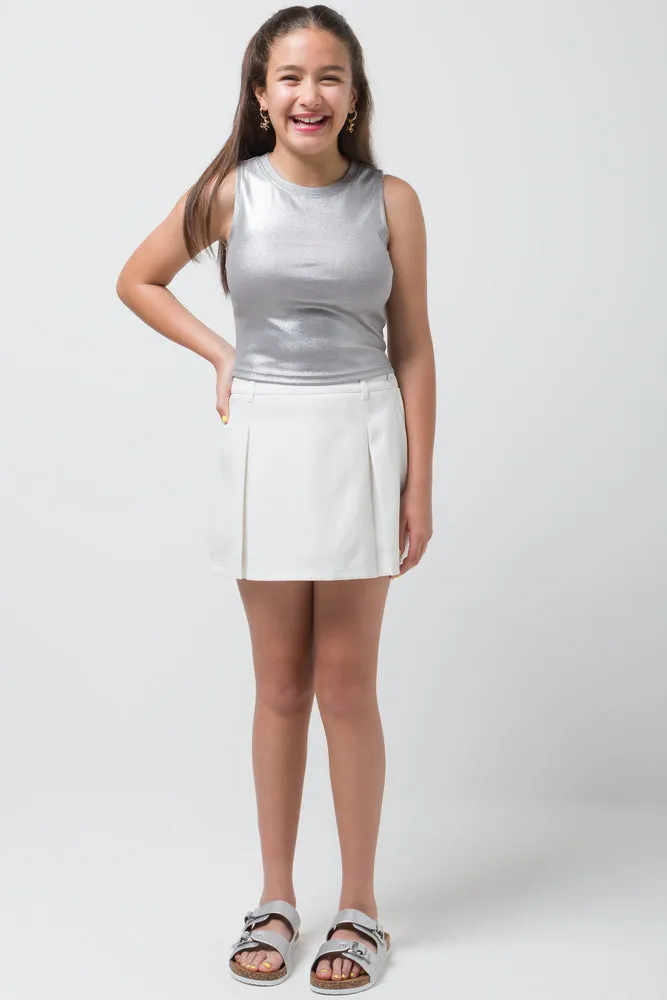 Pleated Skort White