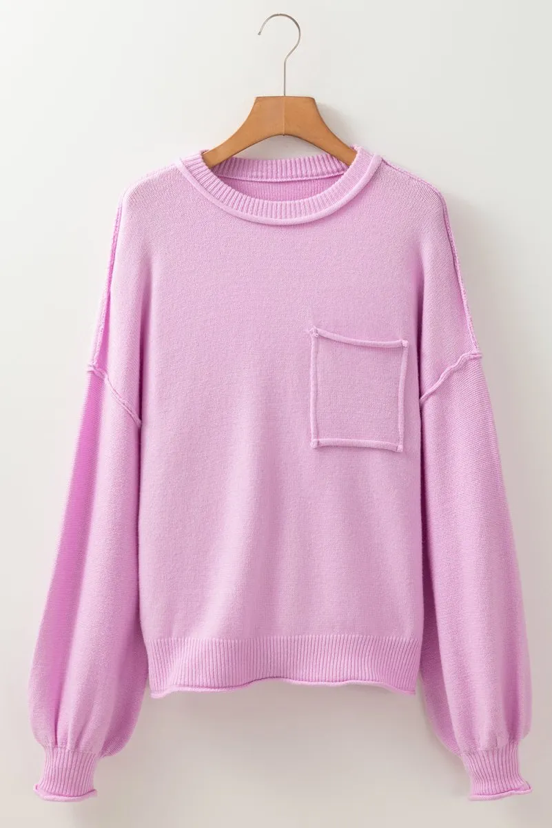 Rayna Pink Drop Shoulder Sweater