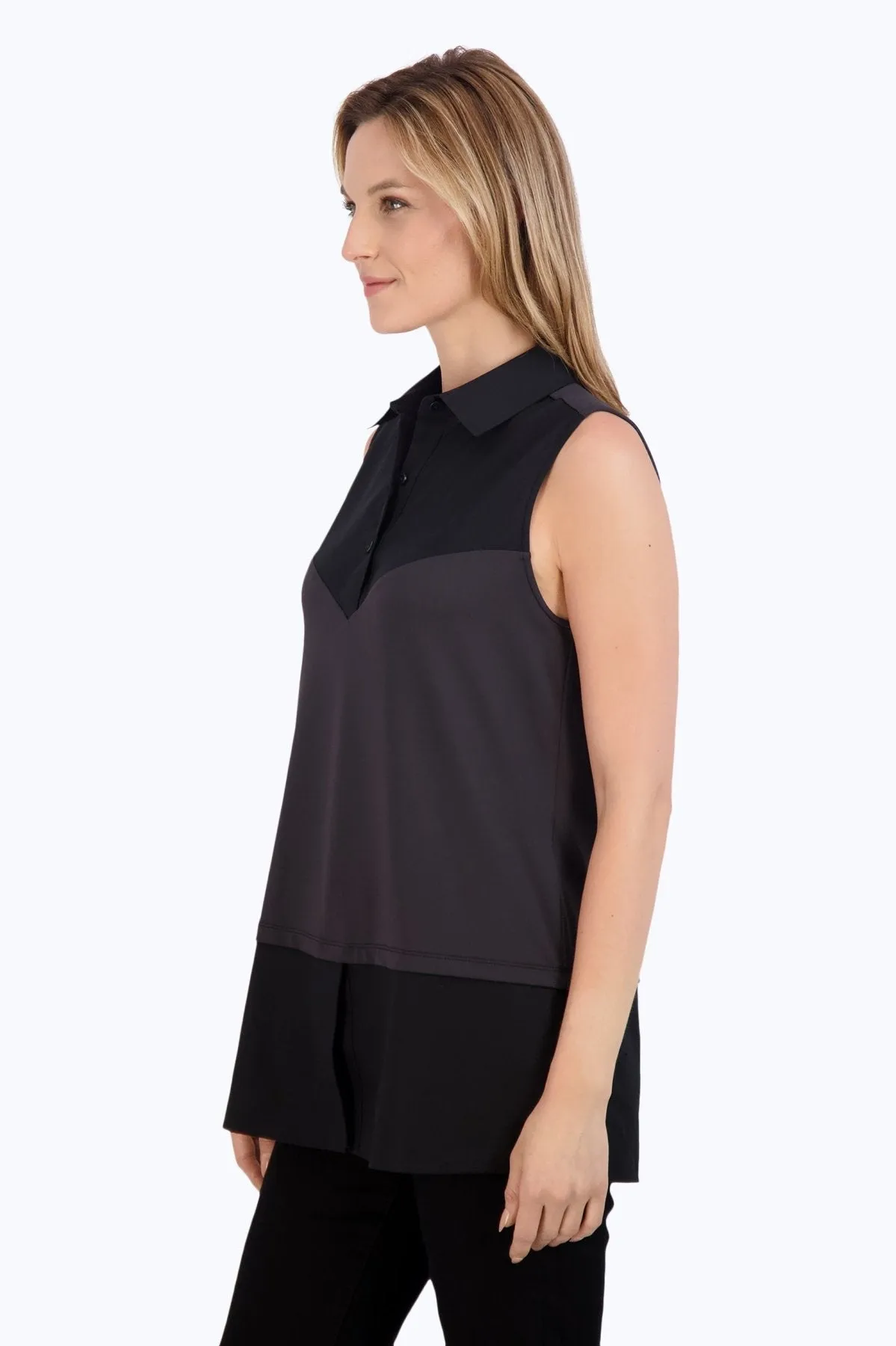 Sasha Knit-Woven Sleeveless Layering Tunic