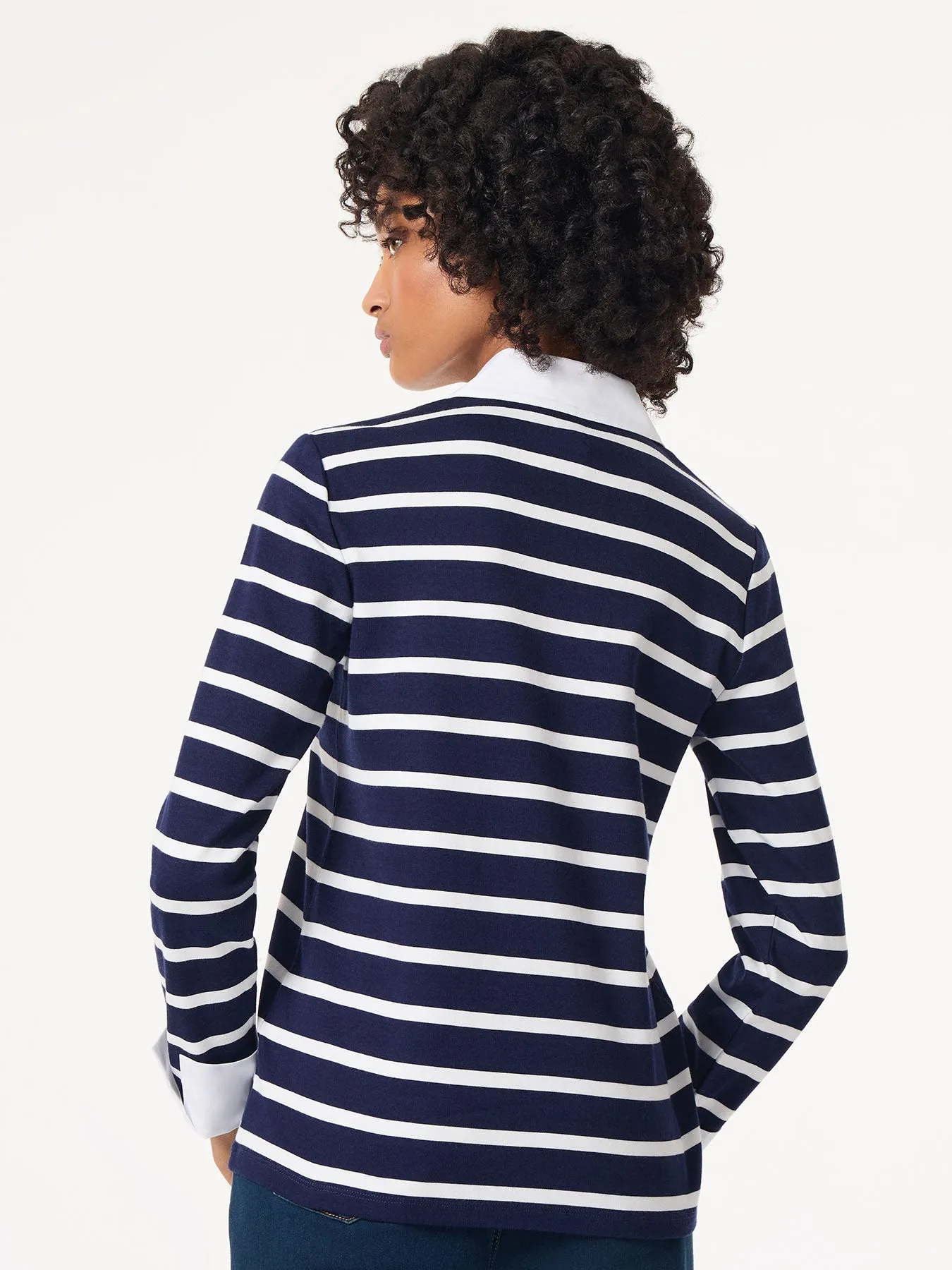 Striped Collared Twofer Layered-Look Top