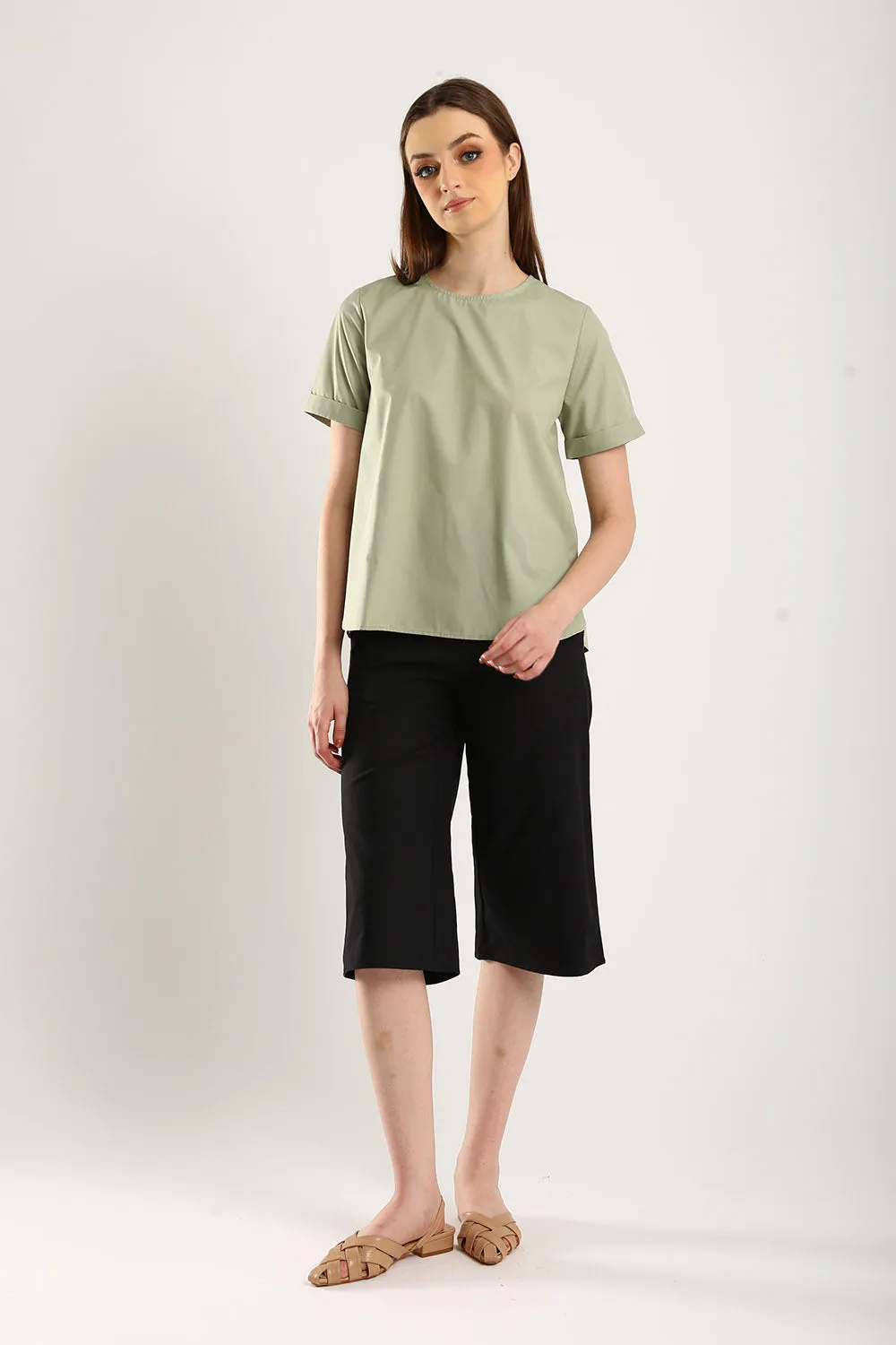 Surin Folded Cuff Blouse in Sage