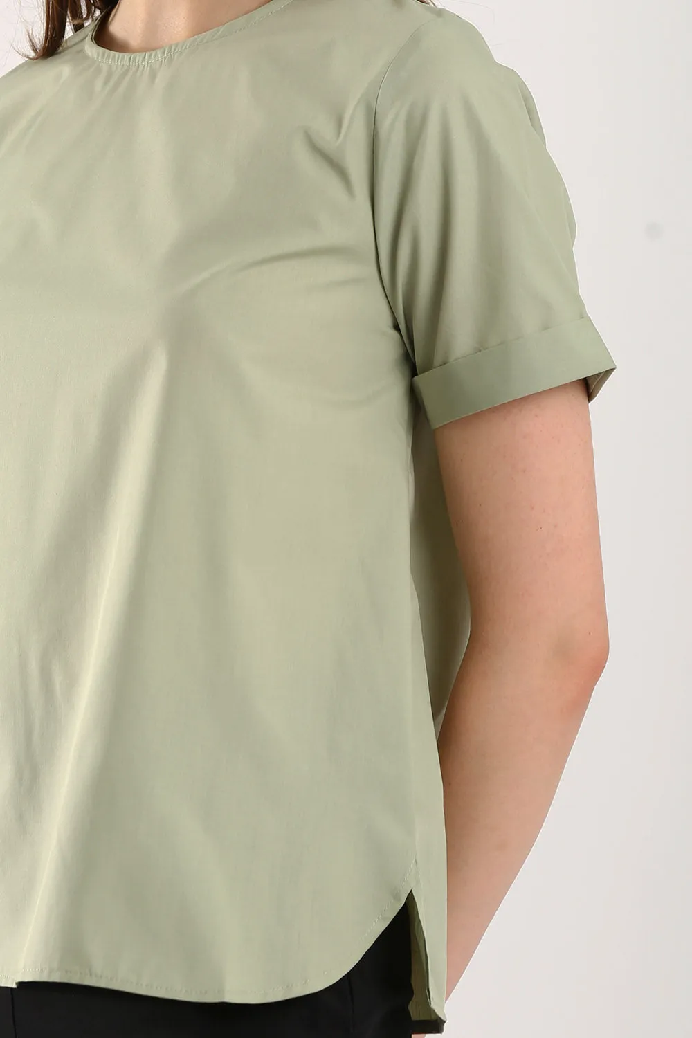 Surin Folded Cuff Blouse in Sage