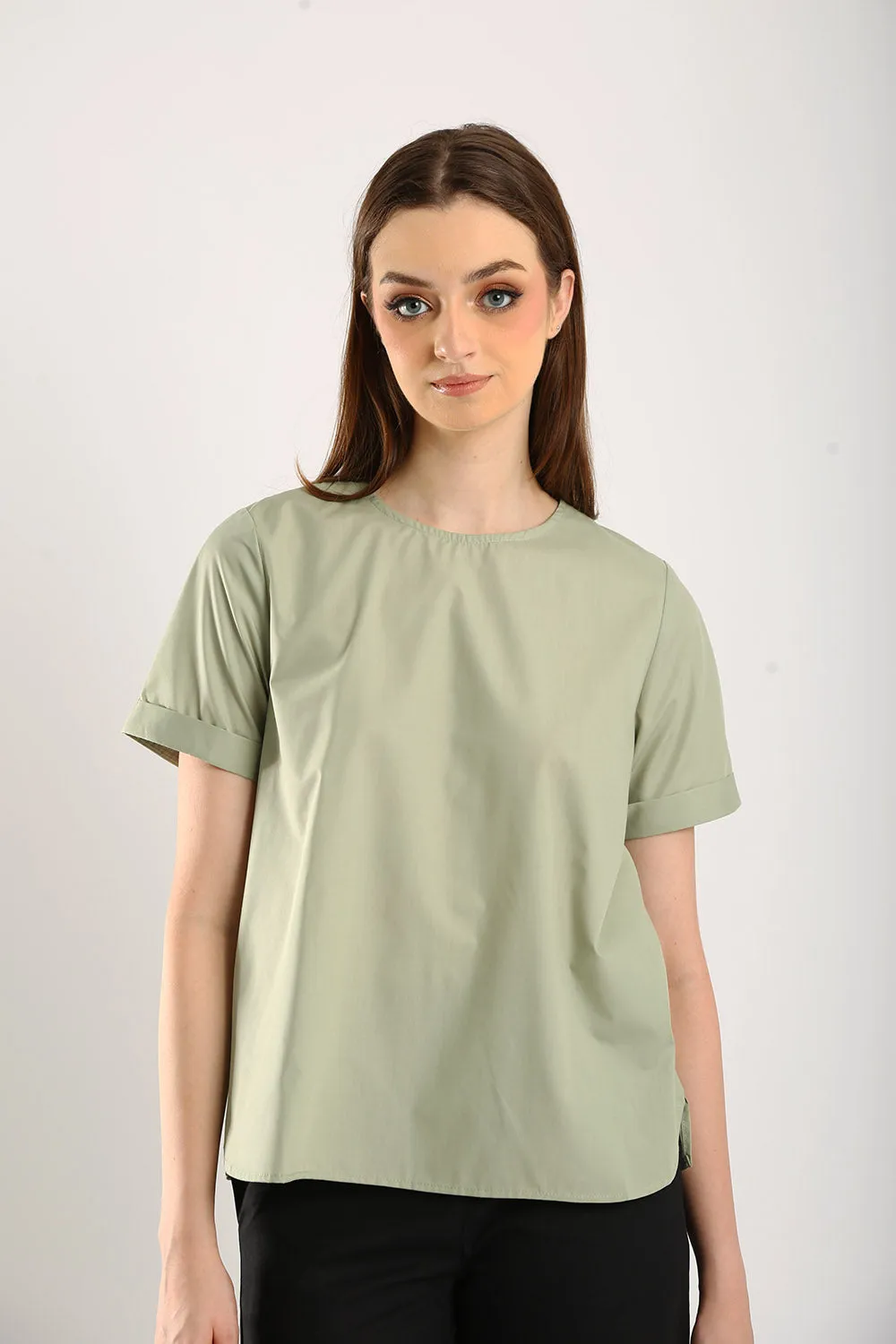 Surin Folded Cuff Blouse in Sage