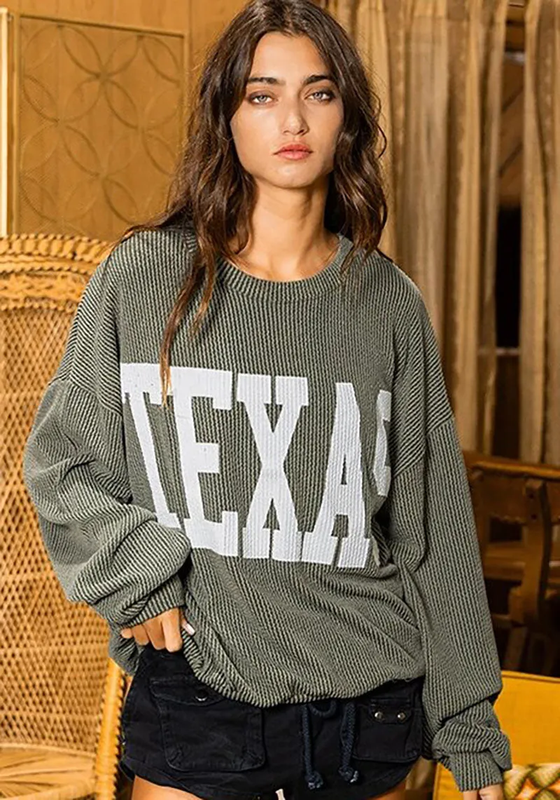 Texas Graphic Sweatshirt - Olive