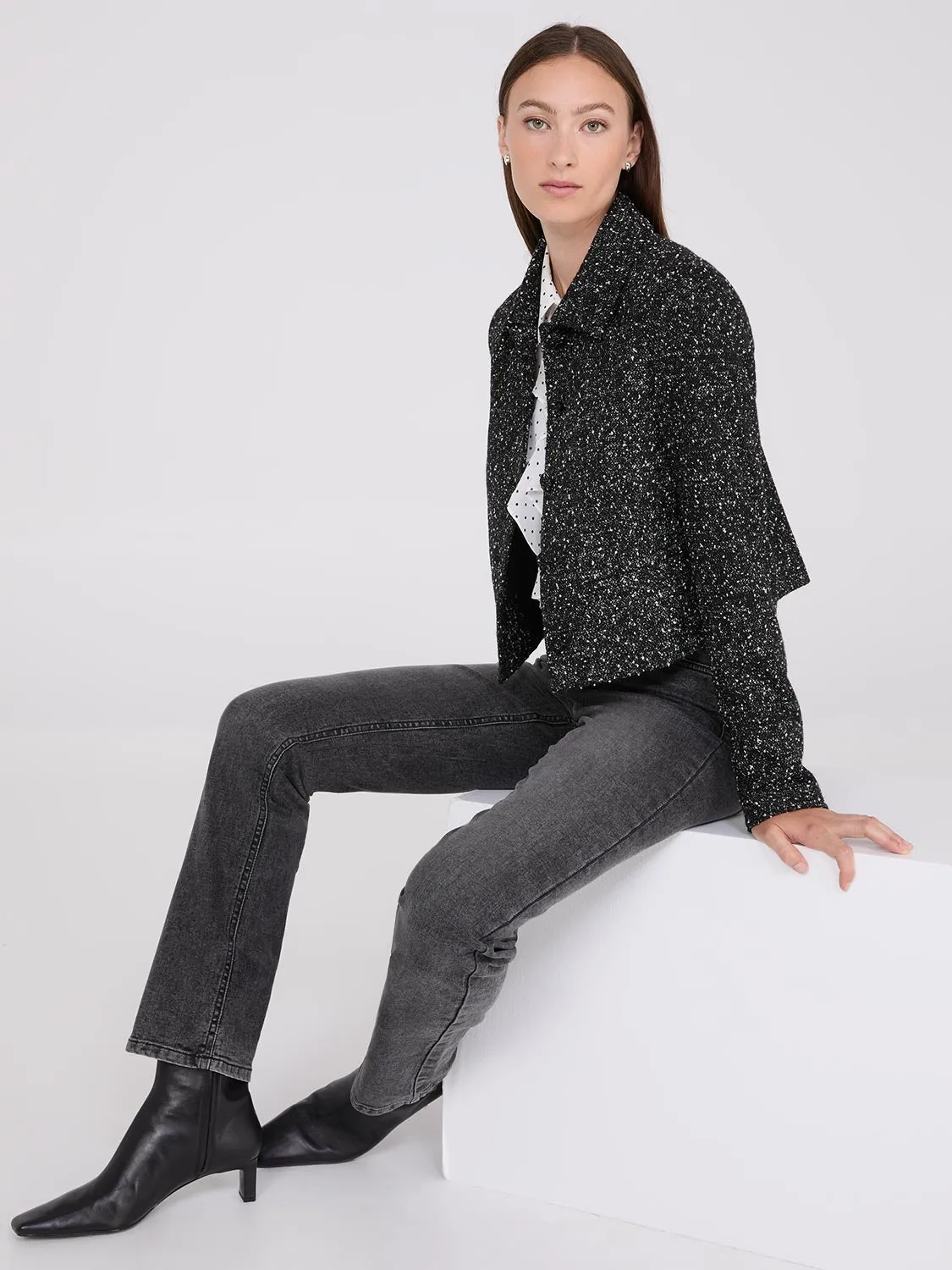 Waisted Boucle Blazer