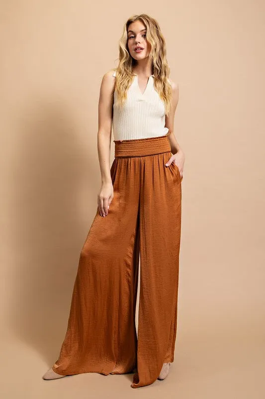 Washed Satin Wide Legged Pants